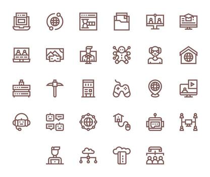 28 Bold Line Pixel Optimized Vectors for Virtual Theme