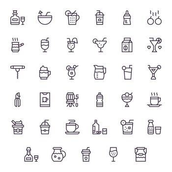 Drink Complete Package with 35 256x256 Regular Line Editable Icons vector