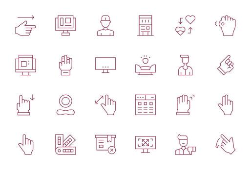 24 Delgado línea íconos para ux en crujiente 256x256 detalle mejorado resolución vector