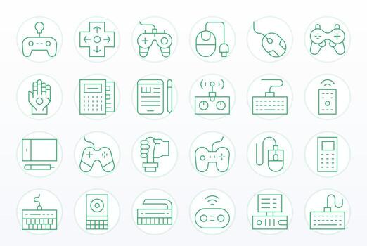Input Device Icon Toolkit featuring 24 Pixel Aligned High Resolution Thin Line elements vector