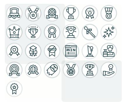 medalla cuadrícula equipado conjunto con 25 alto resolución regular línea íconos vector