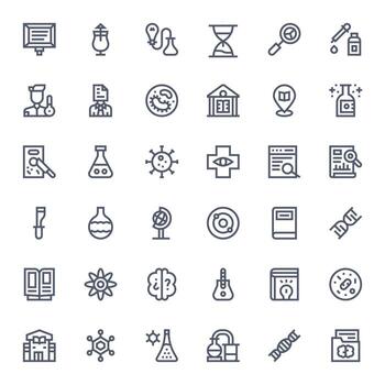 36 64 x 64 íconos para investigación en píxel optimizado negrita línea formato vector