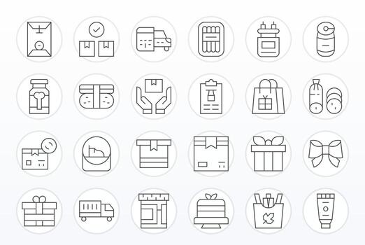 24 High Resolution Thin Line Icons for Package with Display Perfect precision vector