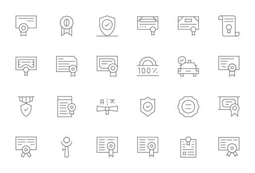 24 Thin Line Icons from Licensed in 64x64 Pixel Aligned Quality vector