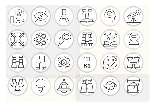 Discovery Grid Fitted Set with 24 High Resolution Thin Line Icons vector