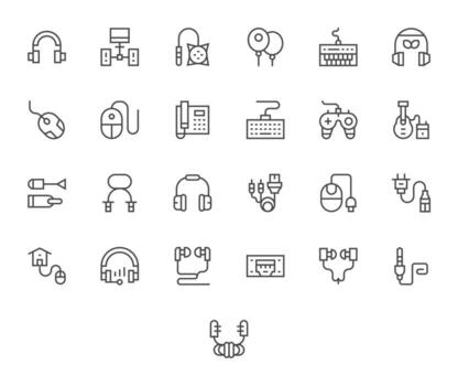 Wired Scalable Set featuring 25 Editable Regular Line 256x256 Icons vector