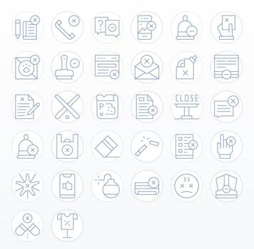 Thin Line Pixel Aligned Icons from Cancel Set with 32 Retina Ready Icons vector