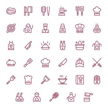 35 High Resolution Regular Line Icons optimized for Chef Pixel Optimized display vector
