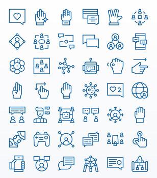 Interaction Exclusive Set featuring 42 Regular Line Pixel Aligned 256x256 Icons vector