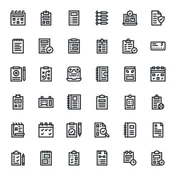 36 negrita línea editable vectores para Lista de Verificación tema