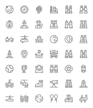 Exploration Pixel Optimized Set with 42 128x128 Regular Line Icons vector