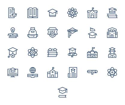25 Regular Line Detail Enhanced Icons tailored for University 256x256 interface vector