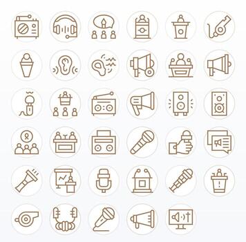 35 Regular Line Grid Fitted Icons tailored for Speaker Retina Ready interface vector