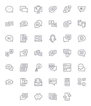40 Thin Line Icons designed for Chat in 128x128 Grid Fitted format vector