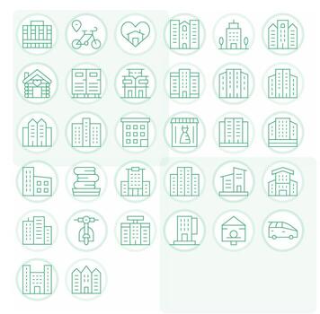 32 Thin Line Pixel Optimized Icons tailored for Rental 64x64 interface vector