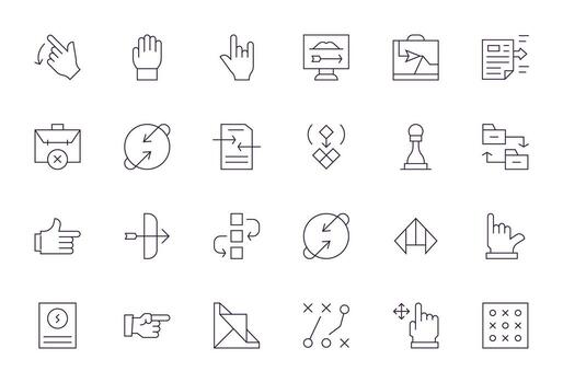 Thin Line Pixel Optimized Icons from Move Set with 24 128x128 Icons vector