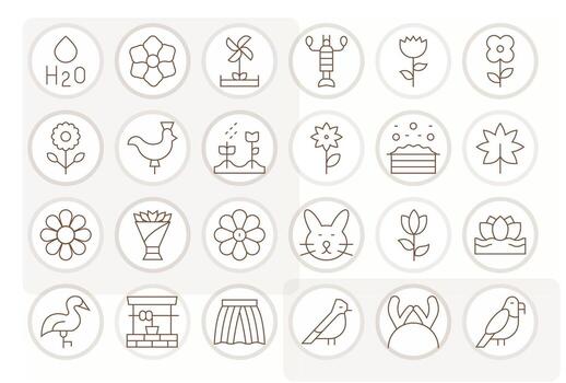 Spring Premium Bundle with 24 High Resolution Pixel Aligned Thin Line Icons vector