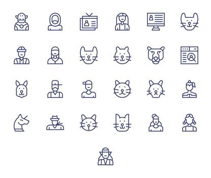 25 64x64 Icons for Profile View in PIXEL Perfect Regular Line Format vector