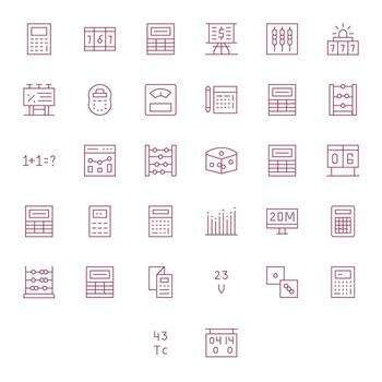 32 256x256 Delgado línea píxel Perfecto íconos para números proyectos vector