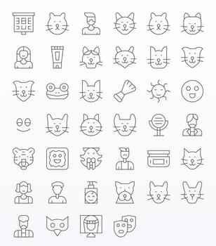 Face Visual Pack containing 40 Thin Line Pixel Optimized Icons vector