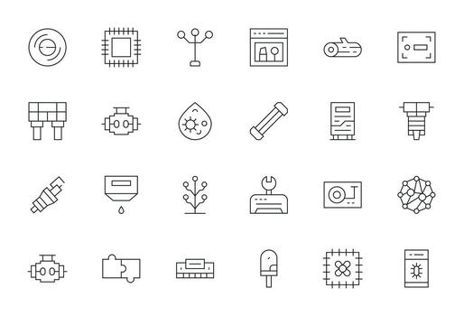Component featuring 24 64x64 Icons in Thin Line Design vector