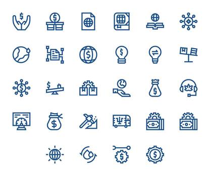28 Bold Line Icons designed for Resources in 64x64 PIXEL Perfect format vector