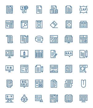 42 Regular Line Editable Icons crafted for Text 256x256 applications vector