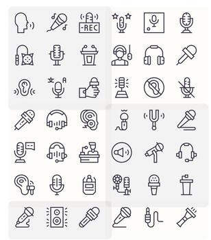 42 Regular Line Pixel Optimized Retina Ready Icons from Microphone Suite vector
