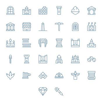 Stone Graphics Pack including 32 Thin Line High Resolution Display Perfect Icons vector