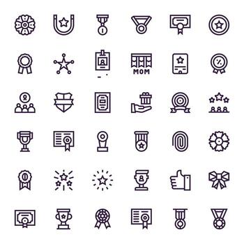 Recognition Essential Set including 36 Display Perfect Bold Line High Resolution Icons vector