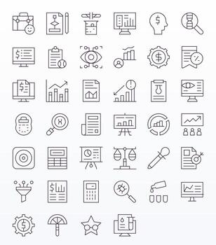 Analysis Complete Package with 40 High Resolution Thin Line Detail Enhanced Icons vector