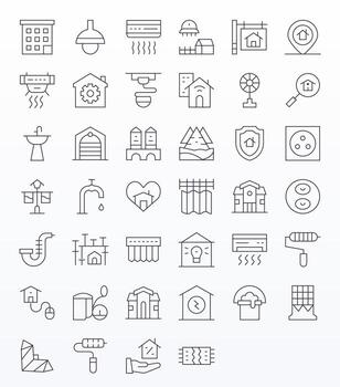 Thin Line PIXEL Perfect Icons from House Set with 40 High Resolution Icons vector