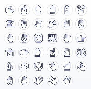 Gesture Complete Package with 35 64x64 Regular Line Pixel Optimized Icons vector