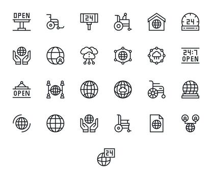 Accessibility Icon Repository containing 25 Regular Line 128x128 Detail Enhanced graphics vector