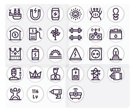 Power Icon Toolkit featuring 28 PIXEL Perfect High Resolution Bold Line elements vector