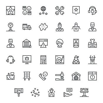 35 256x256 Regular Line Pixel Aligned Icons for Service Projects vector