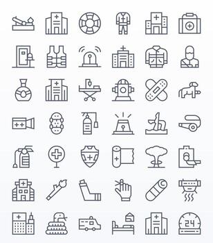 42 Regular Line Display Perfect Icons crafted for Emergency 64x64 applications vector