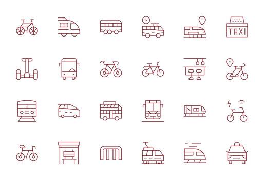 24 Thin Line Display Perfect 64x64 Icons from Commuter Suite vector