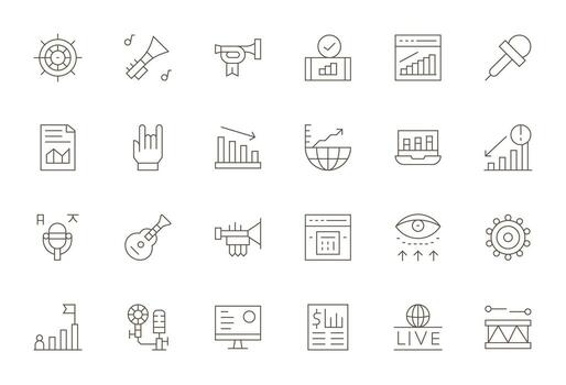 24 Delgado línea píxel optimizado diseños para actuación retina Listo íconos vector