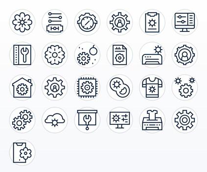 Customization Icon Collection featuring 25 Pixel Aligned 64x64 Regular Line Designs vector