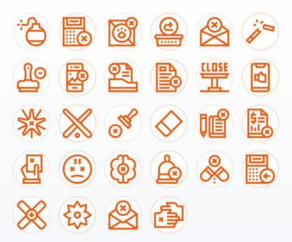 28 Pixel Aligned Icons themed around Cancel in 64x64 Bold Line format vector