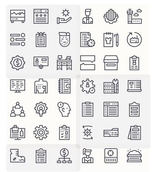 42 Pixel Aligned Regular Line Icons designed for Management Interface vector