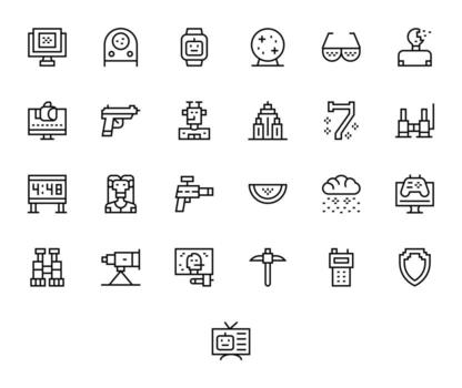 Pixelated Graphics featuring 25 Regular Line Display Perfect 128x128 Designs vector