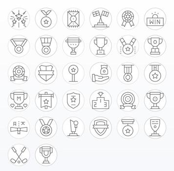 Trophy Icon Library with 32 Thin Line Retina Ready Pixel Optimized Designs vector