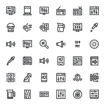 36 íconos para volumen optimizado en monitor Perfecto 64 x 64 negrita línea resolución vector