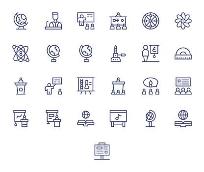 Teaching Ultimate Package with 25 256x256 Regular Line Grid Fitted Icons vector