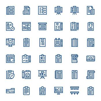 36 128x128 Icons for Checklist in Grid Fitted Bold Line Format vector