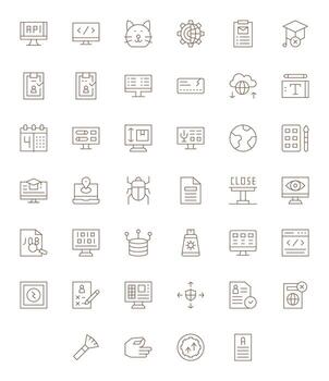 solicitud esencial conjunto incluso 40 píxel optimizado Delgado línea 256x256 íconos vector