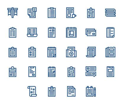 Notes Pixel Aligned Set with 28 256x256 Bold Line Icons vector
