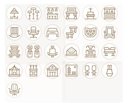25 256x256 Regular Line Grid Fitted Icons for Seating Projects vector